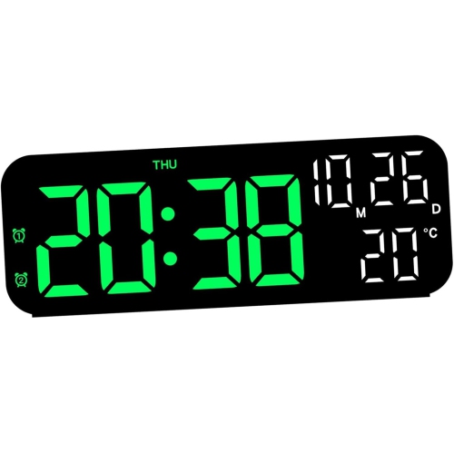 9 Inch Digital Clock, Simple Alarm Clock, Multi-Function LED Clock, 3 Levels Adjustable Brightness, Date/Snooze Alarm/Temperature Display, Suitable