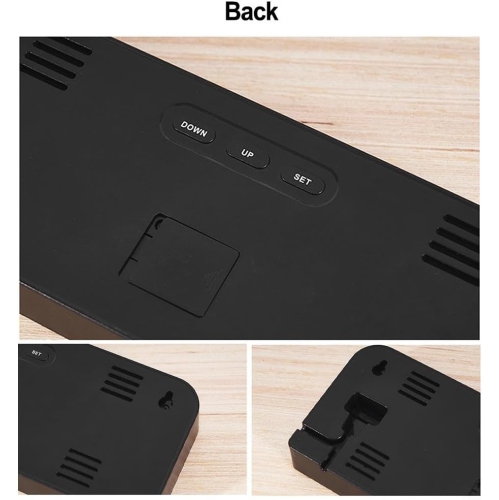 Modern digital wall clock - 6 modes, temperature/date/week display, memory function Minimalist LED desktop clock(Plug-in Model)