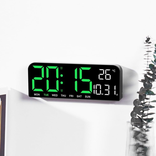Stylish Black LED alarm clock - large screen, countdown, adjustable brightness and temperature display Minimalist LED desktop clock(Plug-in Model)