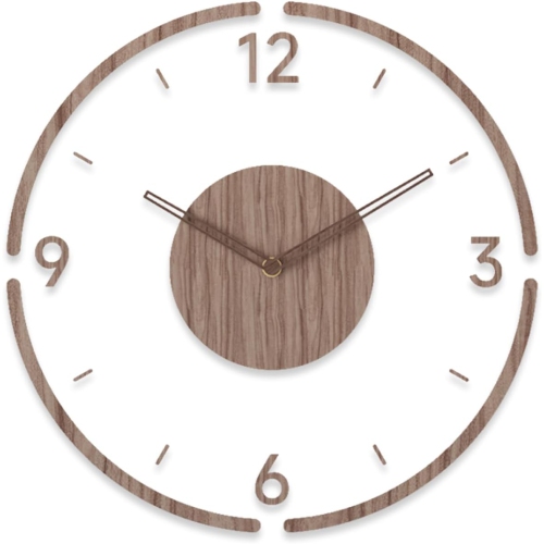 horloge murale simple et moderne de 35 cm, design en bois et acrylique givré, horloge murale silencieuse et sans crochet alimentée par piles,