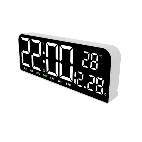 White digital clock - Dual Alarm Clock with Adjustable Brightness and Temperature Display for Home/Office/Kitchen Simple LED Desk Clock(Plug-in Model)