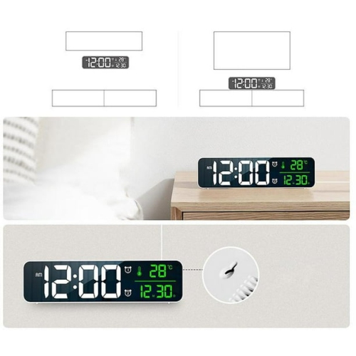 Smart Digital Alarm Clock - Auto-Dimming Mirror Display, 40 Music Options, Dual Alarms, Temperature and Date Multi-Function Plug-In Clock