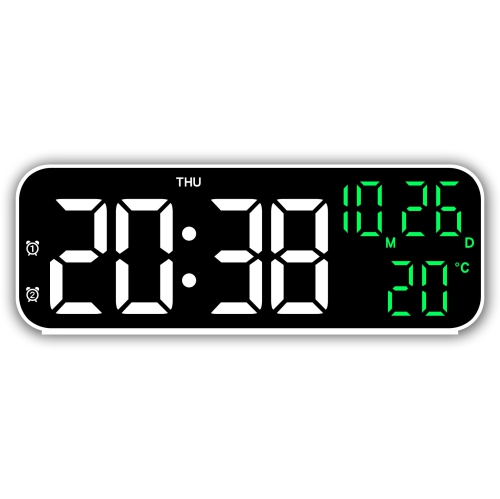 Image 1 of 3.. 9 Inch Digital Clock, Simple Alarm Clock, Multi-Function LED Clock, 3 Levels Adjustable Brightness, Date/Snooze Alarm/Temperature Display/Dual Alarm