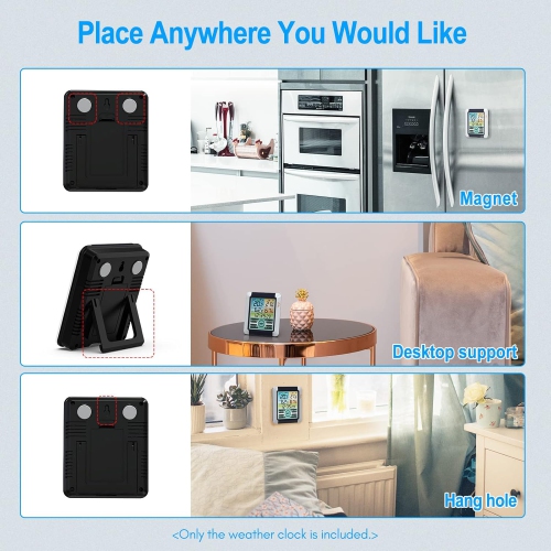 Thermomètre et hygromètre intérieur et extérieur sans fil, horloge météo à écran couleur LEDC, capteur étanche IPX4, alarme et mémoire max/min,