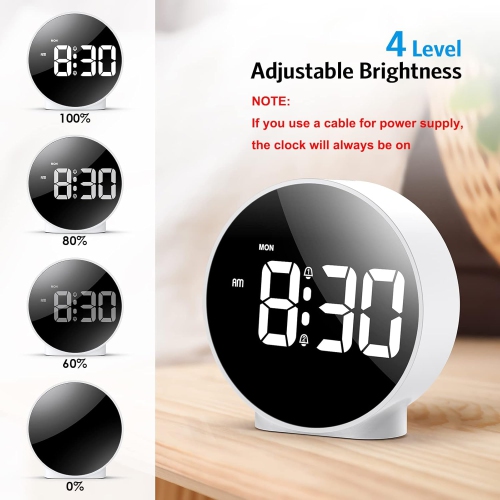 Minimalist LED Digital Alarm Clock - Adjustable Brightness, 5 Alarm Modes, Function, Dual Power Supply, 12/24 Hour Format, Perfect for Bedside and
