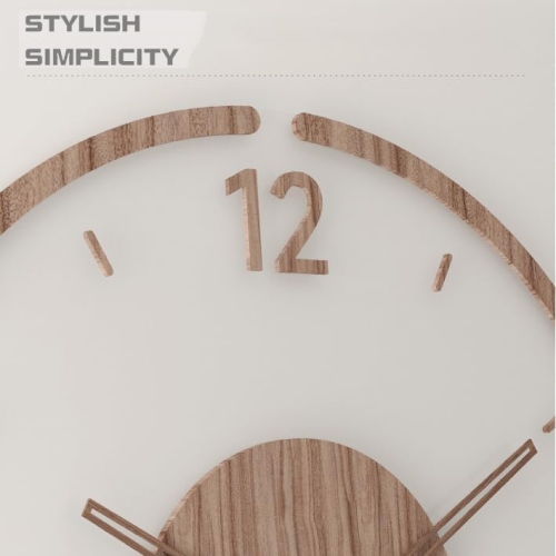35cm simple modern wall clock, frosted acrylic and wooden design, silent and tickless battery-powered wall clock, round simple decorative living room