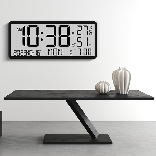 Creative LCD multi-function wall clock living room clock time/temperature/date display simple modern alarm clock large screen digital wall clock