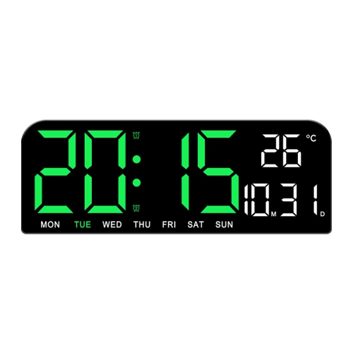 Stylish white LED alarm clock - large screen, countdown, adjustable brightness and temperature display Minimalist LED desktop clock(Plug-in Model)