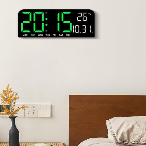 Stylish white LED alarm clock - large screen, countdown, adjustable brightness and temperature display Minimalist LED desktop clock(Plug-in Model)