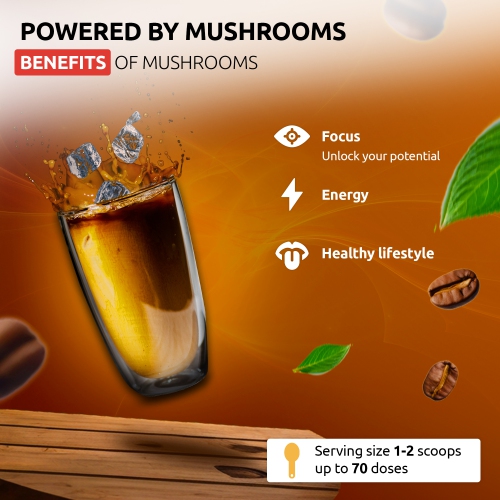 Mélange de cappuccino aux champignons OS-MCP02 | Formule à 7 champignons | Café arabica | Énergie, concentration, immunité | 14&nbsp;oz