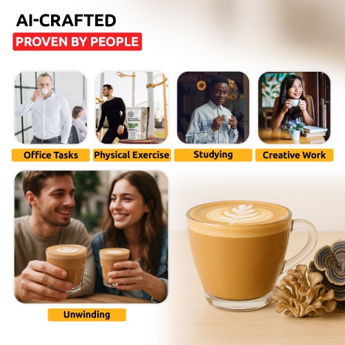 OS-MFW05 Mushroom Flat White Blend | 7-Mushroom Formula | Arabica Coffee | Energy, Focus, Immunity | 14 oz