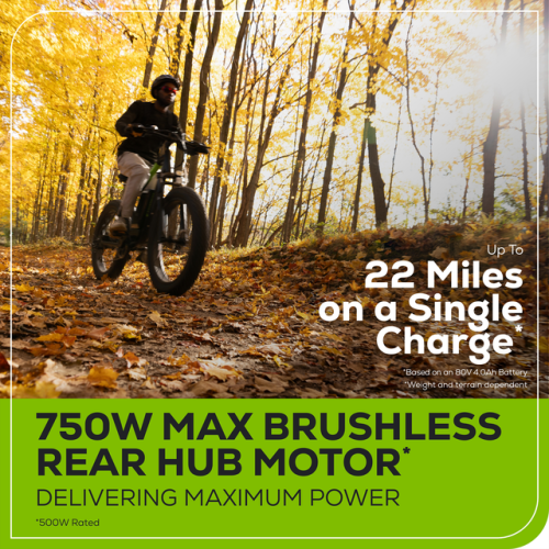 Greenworks 80V 750W Max Brushless Rear Hub Motor VENTURE Series 26” Fat Tire Electric Mountain Bike with Max Speed 20MPH, Tool Only