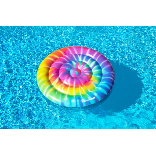 Inflatable Spiral Tie Dye Floating Island Pool Float - 65"