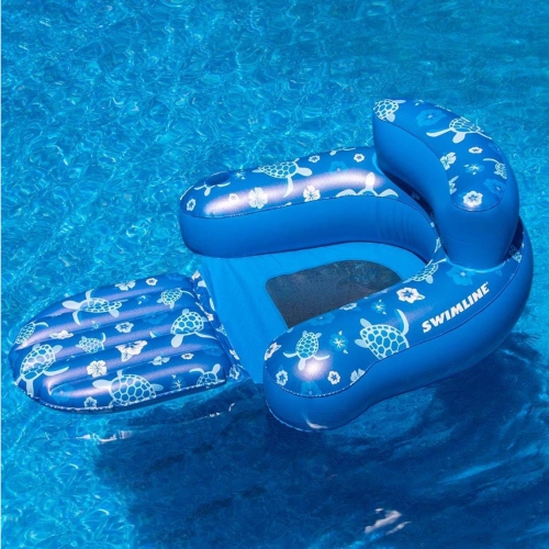 Inflatable Tropical Pool Lounge Chair - 58" - Blue