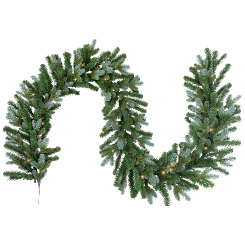 Pre-Lit Blue Spruce Artificial Christmas Garland - 9' x 14" - Clear