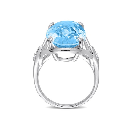 13.50 Carat Oval Blue Topaz Ring in Sterling Silver