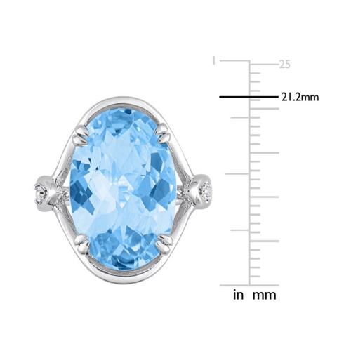 13.50 Carat Oval Blue Topaz Ring in Sterling Silver