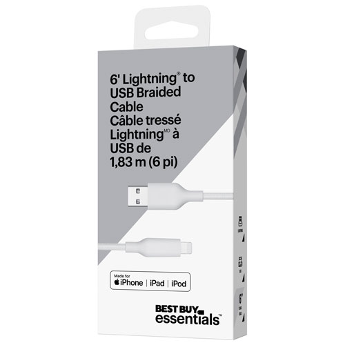 Best Buy Essentials 1.8m Braided USB-A to Lightning Cable (BE-MCA6ALW-C) - Only at Best Buy