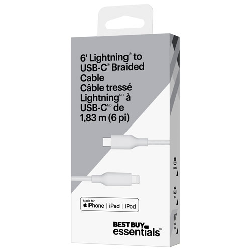 Best Buy Essentials 1.8m Braided USB-C to Lightning Cable (BE-MCA6CLW-C) - Only at Best Buy