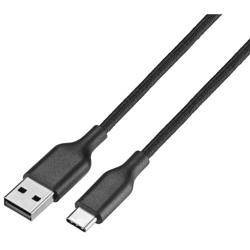 Best Buy Essentials 3m (9.8 ft.) Braided USB-C to USB-A Cable (BE-MCA10CAB-C) - Black - Only at Best Buy