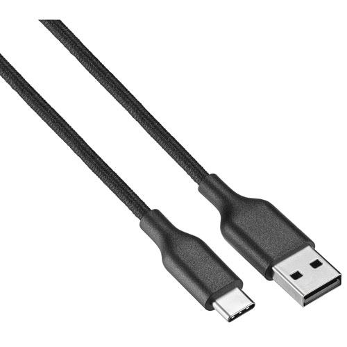 Best Buy Essentials 3m (9.8 ft.) Braided USB-C to USB-A Cable (BE-MCA10CAB-C) - Black - Only at Best Buy