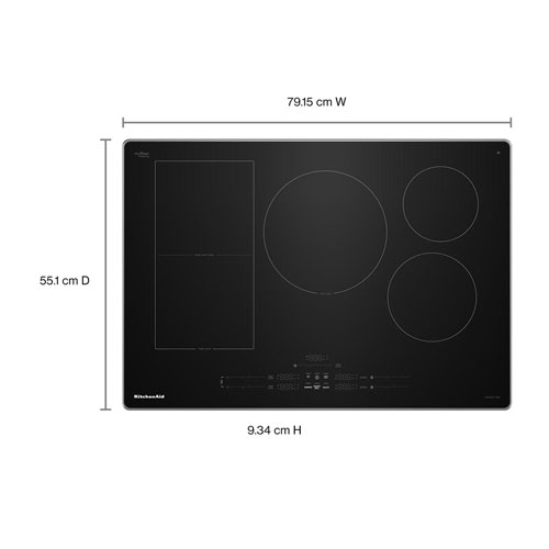 Surface de cuisson à induction Temp Cook à 5 éléments de 30 po de KitchenAid - Verre noir/Acier inoxydable