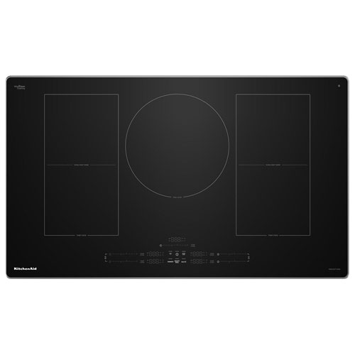 Surface de cuisson à induction Temp Cook à 5 éléments de 36 po de KitchenAid - Verre noir/Acier inoxydable