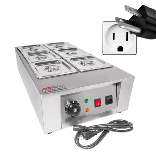 A-C2002-6 Chocolate Melting Machine | Home or Bakery Use | Stainless Steel | Manual Control | 6 Tanks | 110V