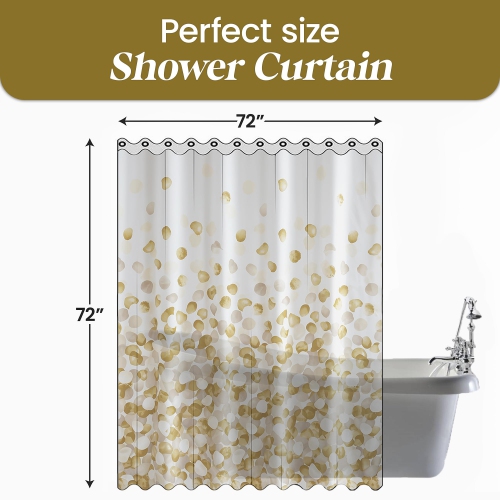 Canadian Linen Hookless Shower Curtains, 72"x72", Mildew Water Resistant Washable Polyester Bathtub Shower Curtains for Bathroom, Golden Petals