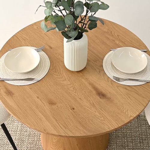 KOSSMAI Modern Round Pedestal Dining Table for Dining Room, Living Room, Entry 35" for 4 People Oak