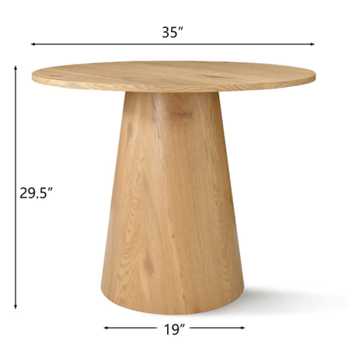 KOSSMAI Modern Round Pedestal Dining Table for Dining Room, Living Room, Entry 35" for 4 People Oak