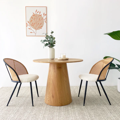 KOSSMAI Modern Round Pedestal Dining Table for Dining Room, Living Room, Entry 35" for 4 People Oak
