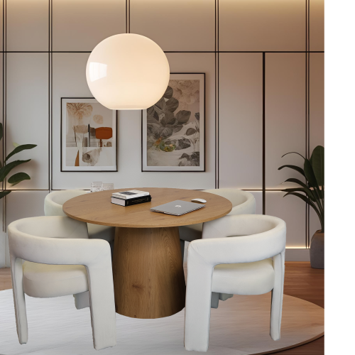 KOSSMAI Modern Round Pedestal Dining Table for Dining Room, Living Room, Entry 35" for 4 People Oak