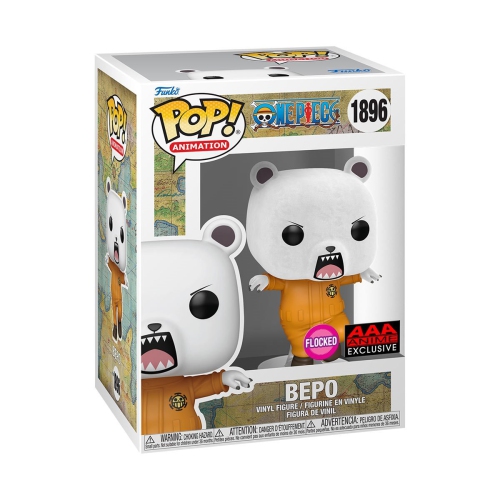 FUNKO  Pop One Piece Bepo Bear Flocked Vinyl Figure #1896 - Aaa Anime Exclusive