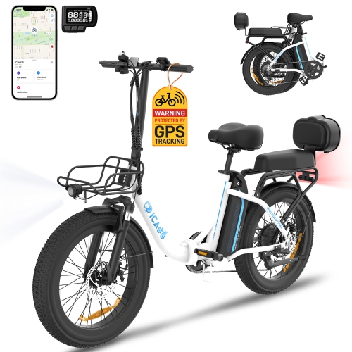 Gyrocopters iCaddy Foldable Adults Electric Cargo Bike with Basket | UL 2849 | 650W Peak Brushless DC Motor | Up to 125 km PAS Range | Speed Up to 40