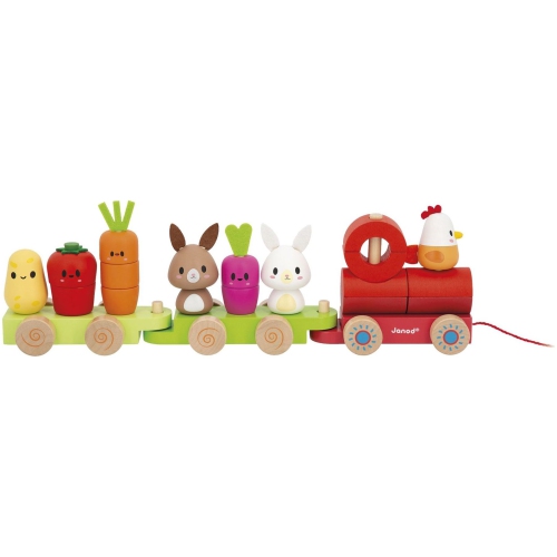 Janod Farm Pull-Along Train Wooden Toy Set