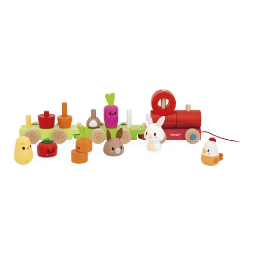 Janod Farm Pull-Along Train Wooden Toy Set