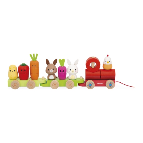 Janod Farm Pull-Along Train Wooden Toy Set
