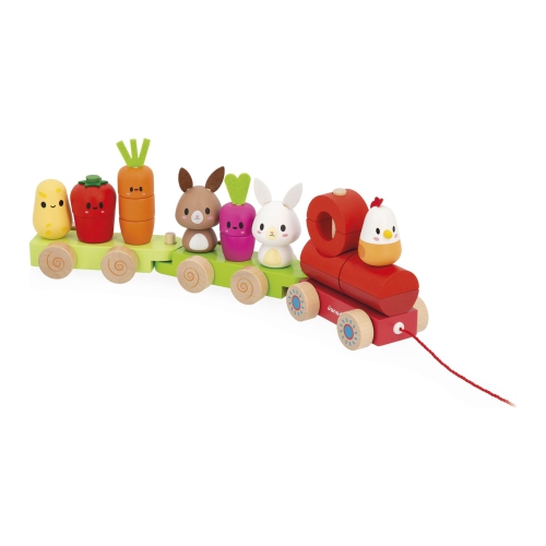 Janod Farm Pull-Along Train Wooden Toy Set