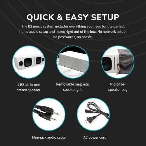 Audioengine B2 Home Music System w/ Bluetooth aptX - White