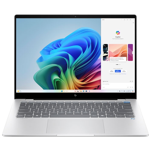 Remis à neuf - Portable OmniBook X 14&nbsp;po à intelligence artificielle de HP - Argenté glacier (Snapdragon X Plus/RAM 16&nbsp;Go/SSD