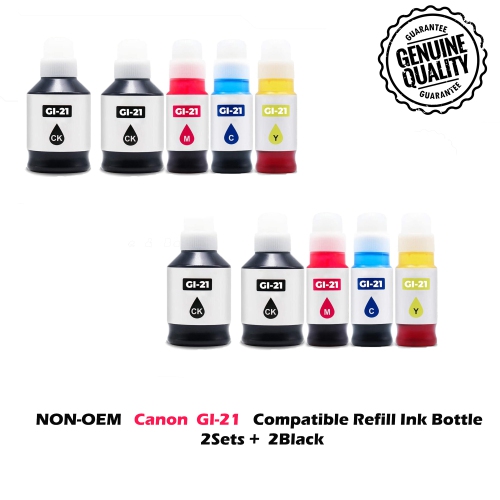 [High Yield] 10PK Compatible Ink Refill Bottle Replacement for Canon GI21 GI-21 GI 21 Ink - Canon PIXMA G1220, G1230, G2260, G2270, G3060, G3260,