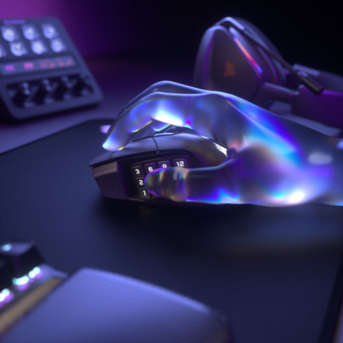 Corsair Scimitar Elite SE MMO 33000 DPI Bluetooth Gaming Mouse - Gun Metal