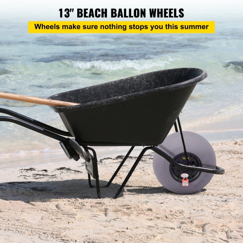 VEVOR 13" Beach Balloon Wheels, Replacement Sand Tires with 32" Stainless Steel Axle, TPU Cart Tires for Kayak Dolly, Canoe Cart and Buggy with Free