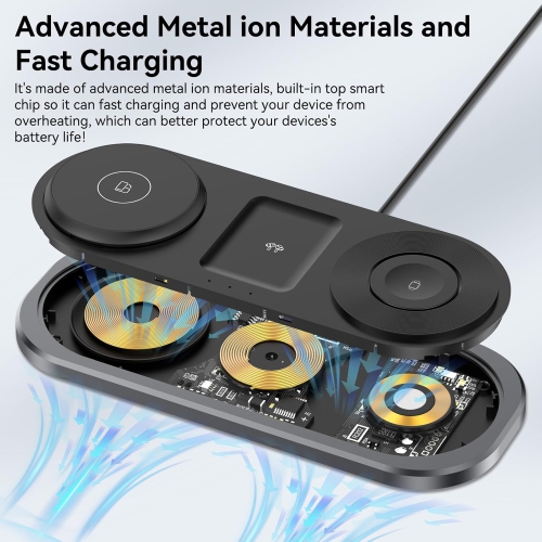 3 in 1 Wireless Magsafe Charger for iPhone, Apple Watch, and AirPods - Foldable Charging Station for iPhone 16/15/14/13/12 Series, Apple Watch,