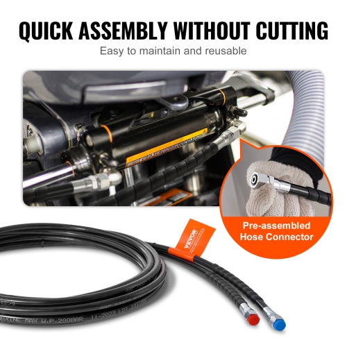VEVOR 20 ft Outboard Hose Kit, Hydraulic Steering Hose, 2-Piece Leak-Proof TPEE Hydraulic Boat Hoses, Compatible with Marine Hydraulic Outboard