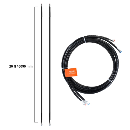 VEVOR 20 ft Outboard Hose Kit, Hydraulic Steering Hose, 2-Piece Leak-Proof TPEE Hydraulic Boat Hoses, Compatible with Marine Hydraulic Outboard