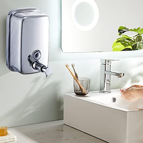 Distributeur de désinfectant pour les mains en acier inoxydable Distributeur de savon liquide à montage mural pour salle de bains Cuisine Restaurant