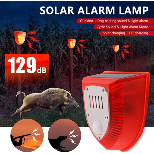 Solar PIR Motion Sensor Alarm Light Dog Barking Anti-theft Warning Lamp Animal Repeller Strobe Light for Home Farm Barn Yard