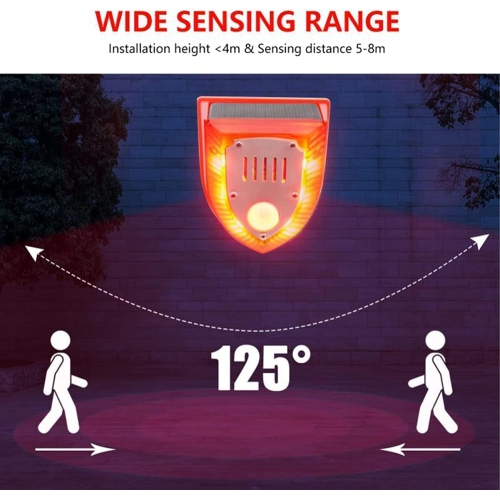 Solar PIR Motion Sensor Alarm Light Dog Barking Anti-theft Warning Lamp Animal Repeller Strobe Light for Home Farm Barn Yard